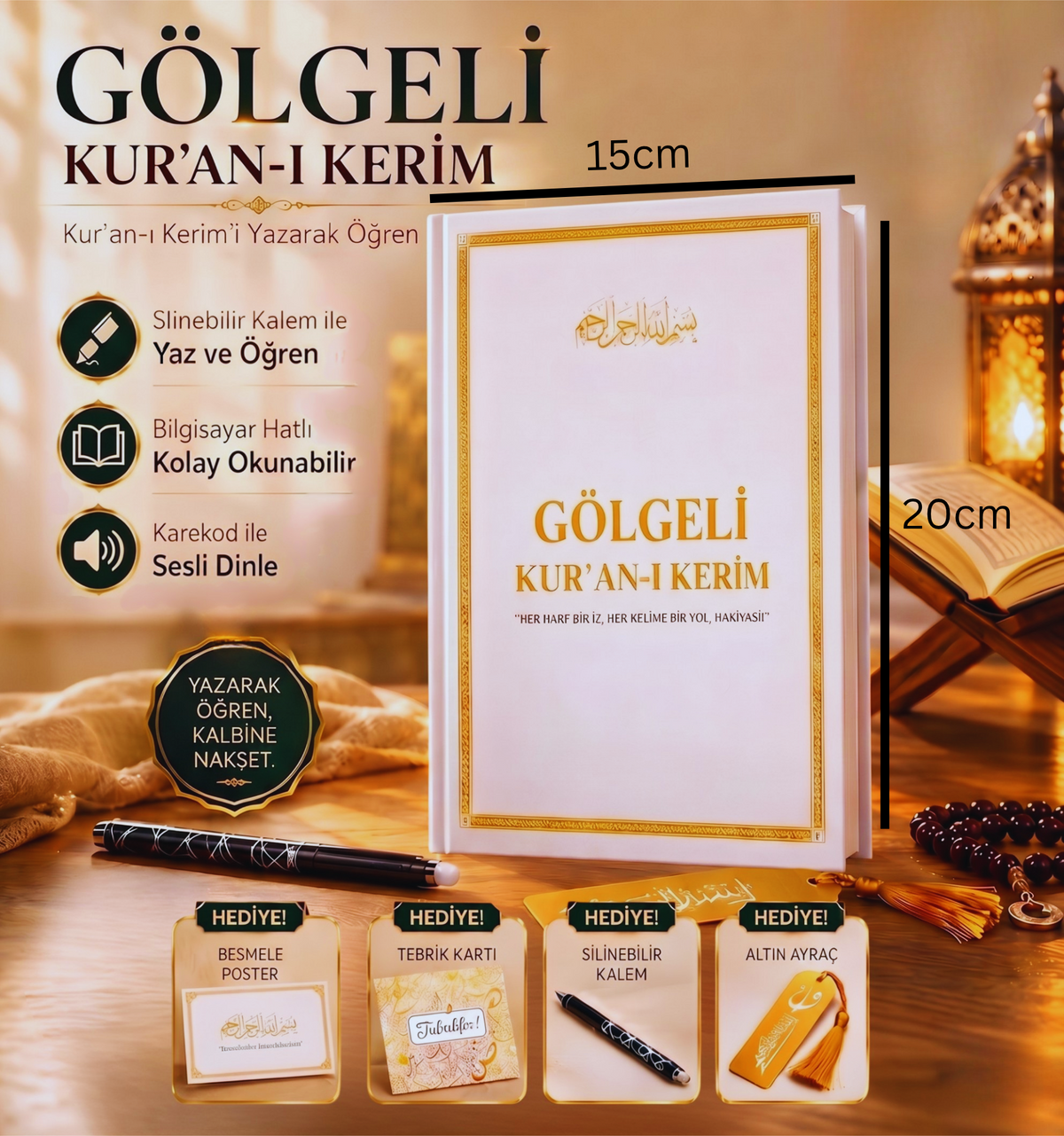 Sufihanem™ Gölgeli Kur'an-ı Kerim Yazma Seti