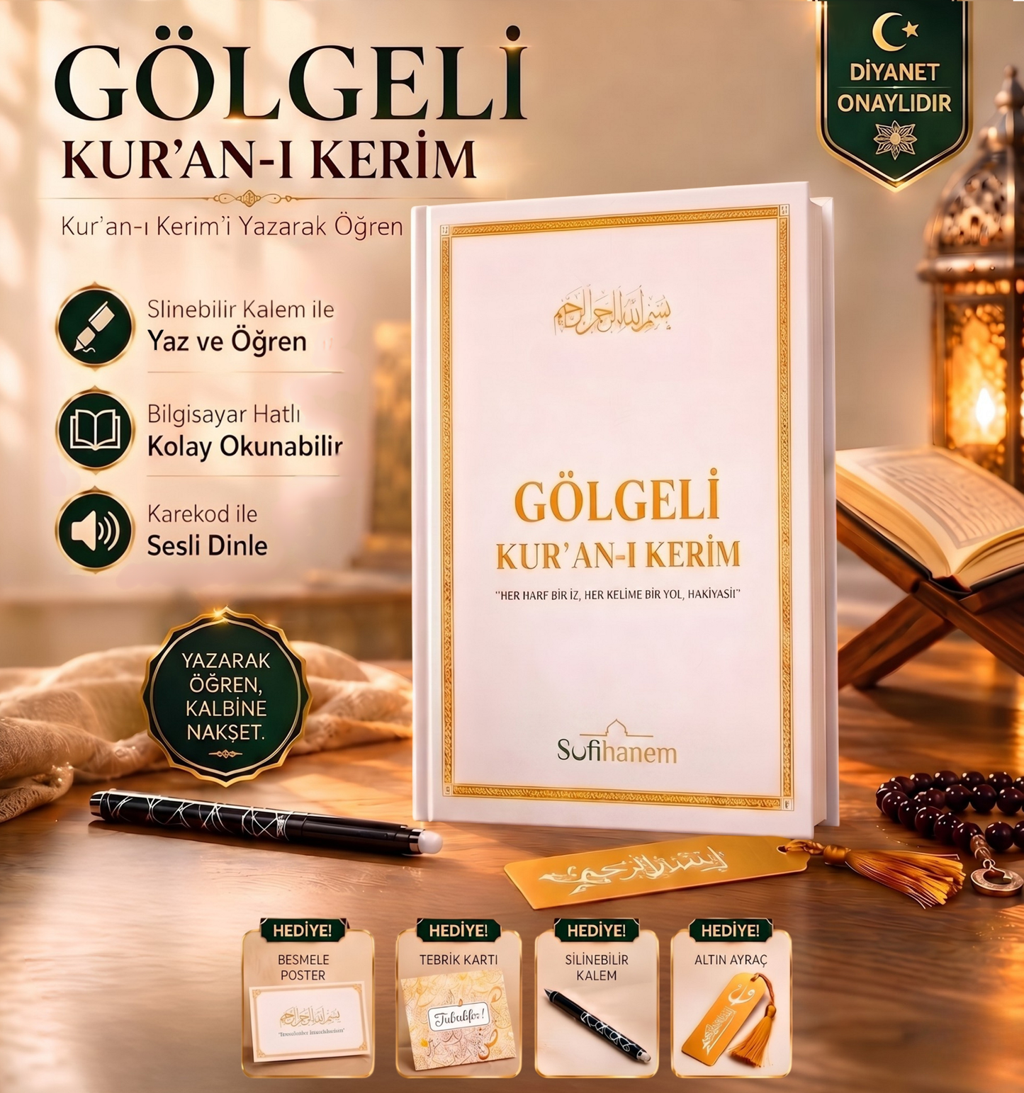 Sufihanem™ Gölgeli Kur'an-ı Kerim Yazma Seti